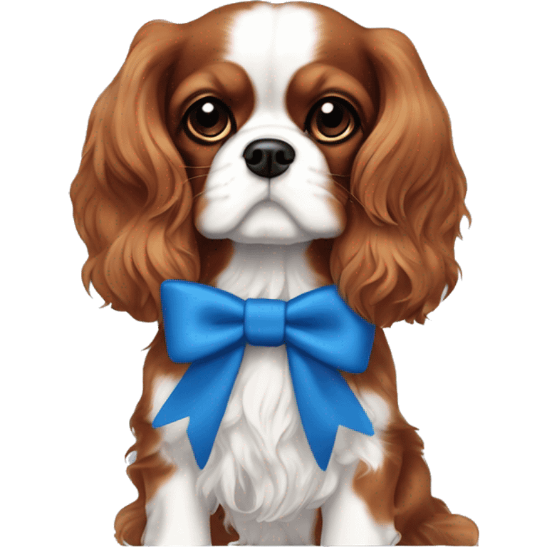 Ruby King Charles cavalier blue bow  emoji