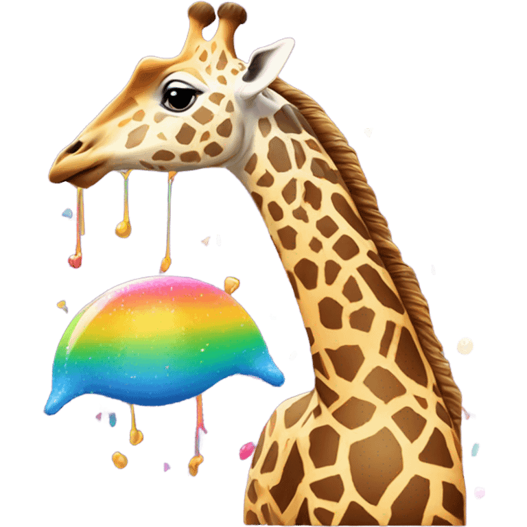 A giraffe riding a dolphin in a sea of sprinkles  emoji