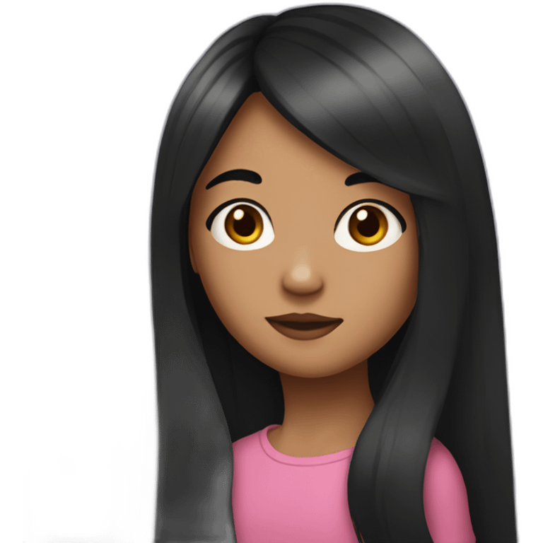 11 years old girl with long black hair and slightly tanned skin  emoji