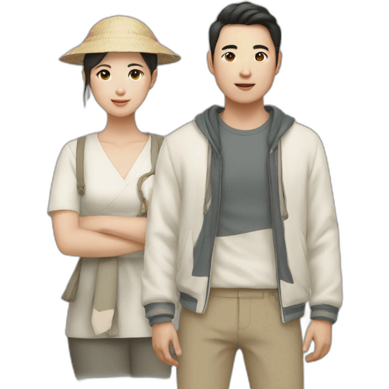 A Korean and a bay emoji