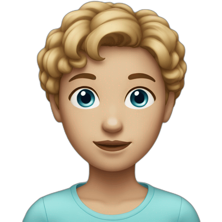 1 girl with light-brown short  hair, blue eyes and freckles emoji