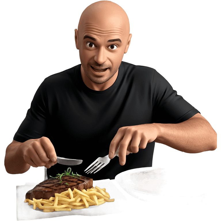 man enjoying steak dinner emoji