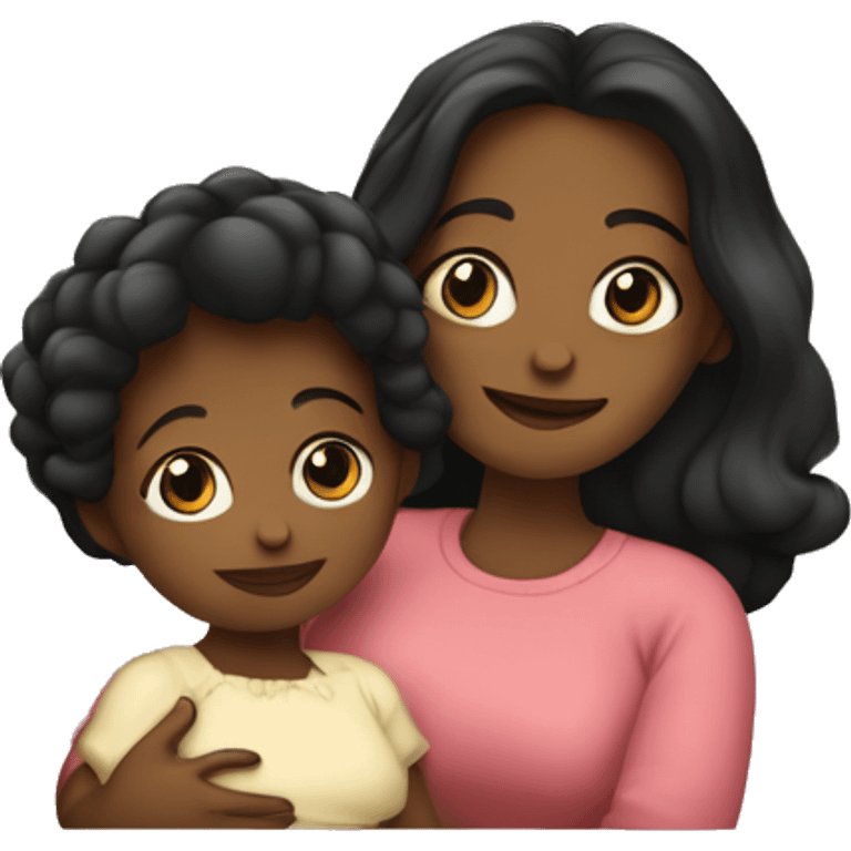 Uma mãe negra com um bebê de pele clara no colo   emoji