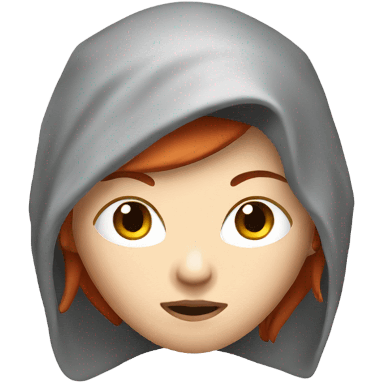 female caucasian red haired ninja with face covered emoji