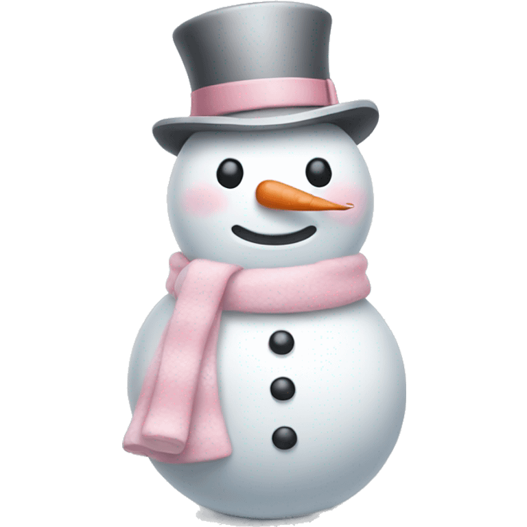 Cute white and light pink snowman emoji