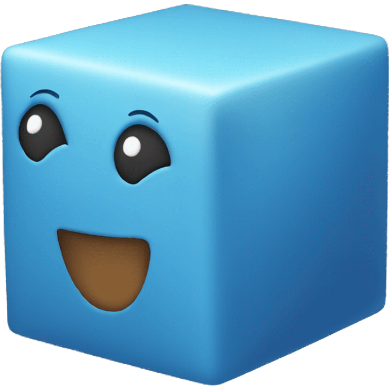 A blue cube with face emoji