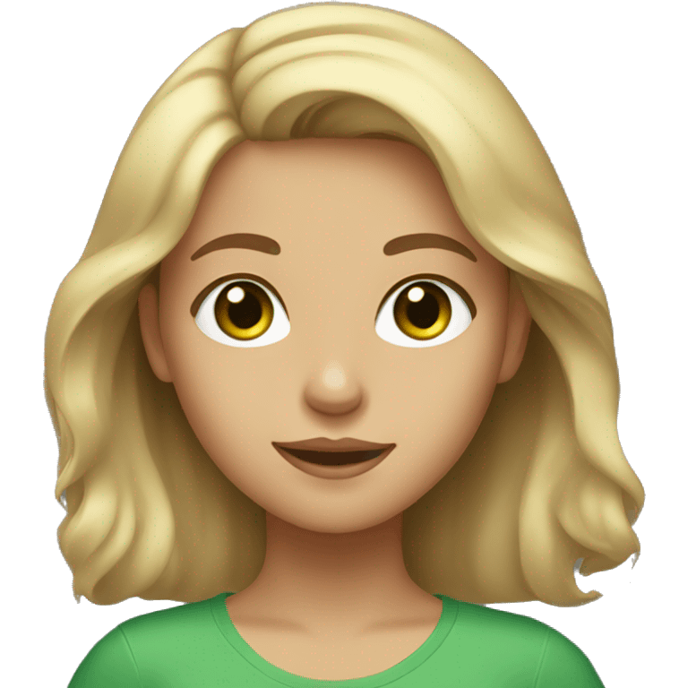 girl with brown and blonde hair and green eyes emoji