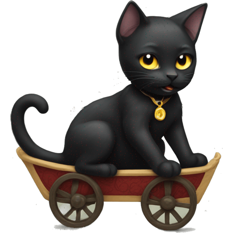 Black cat riding horae emoji