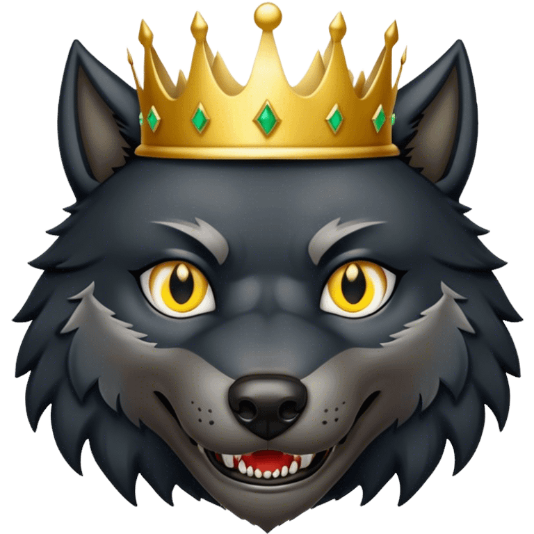 Scary Evil Black Wolf with Gold Crown emoji