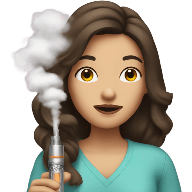 Brunette hair girl vaping emoji