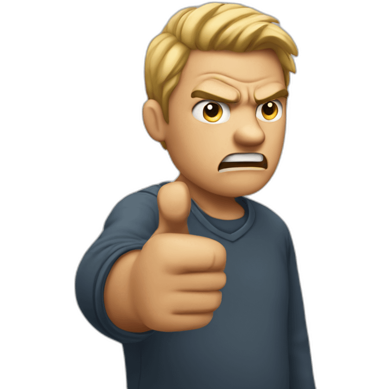 angry guy pointing his index finger forwards emoji