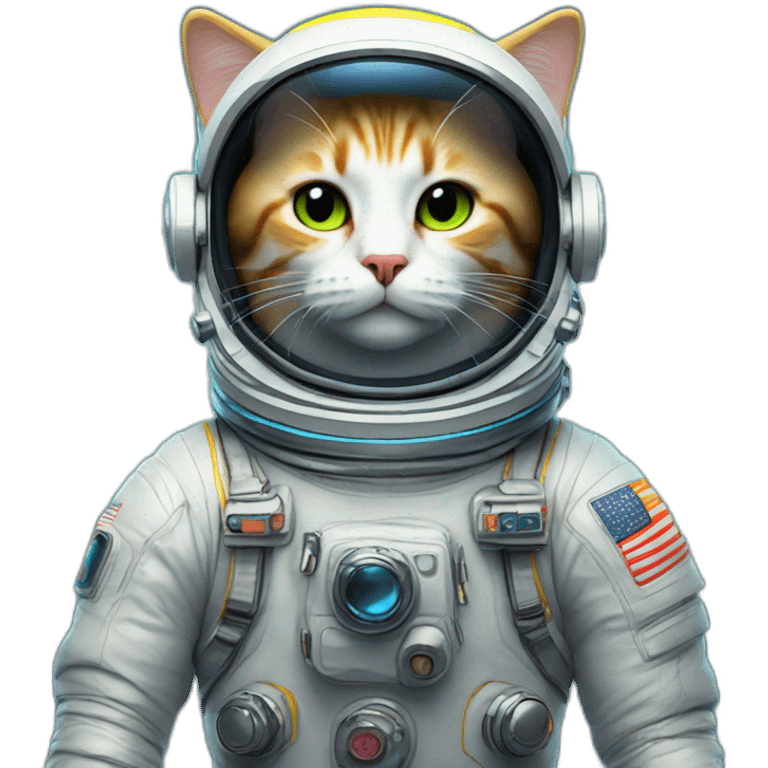 cat astronaut neon emoji