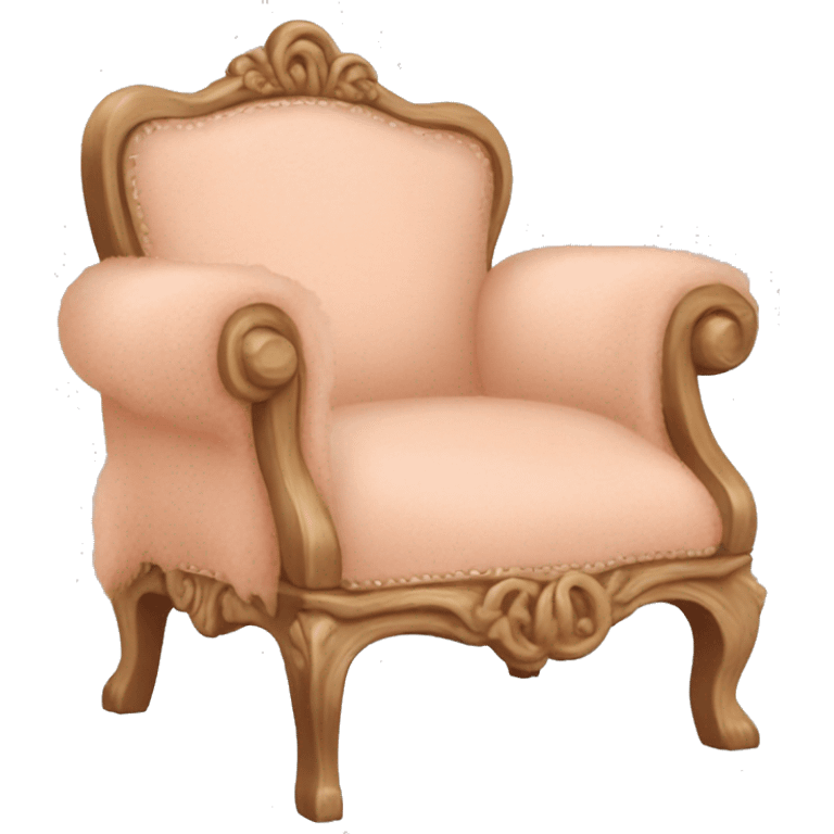 Chair with peach Mongolian change this one to have a fabric back with peach and white floral curly fur seat with a vintage peach and white floral back and a natural wood frame emoji