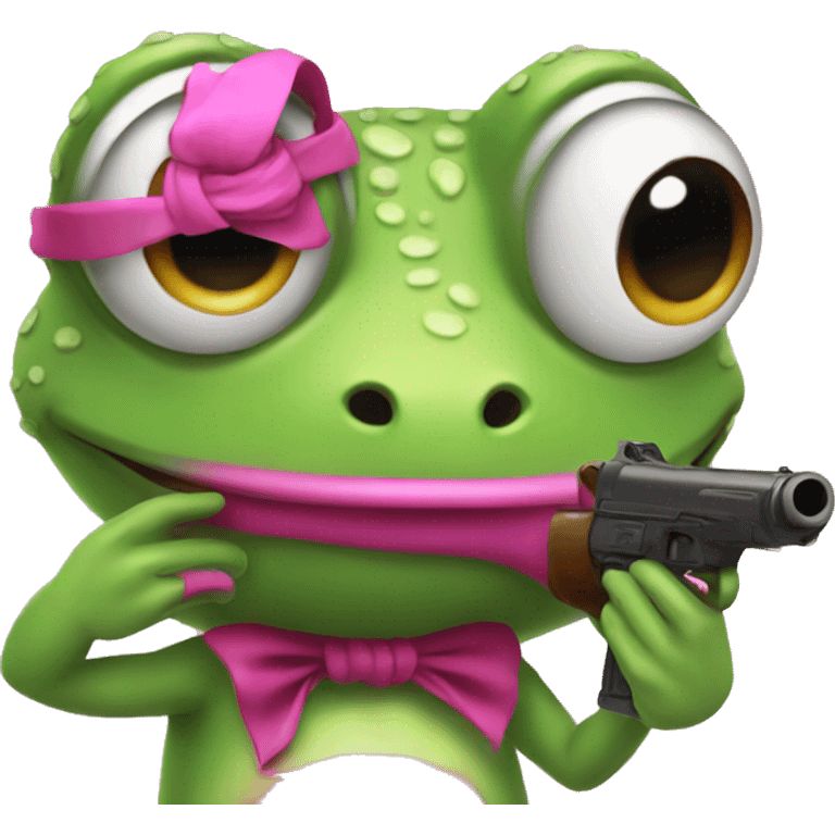 frog with pink gun emoji