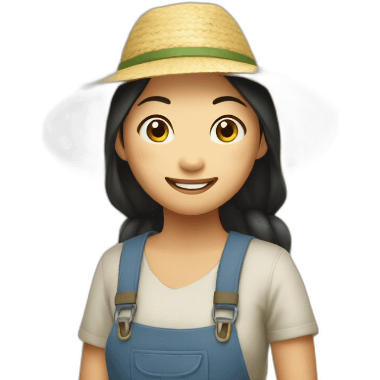 asian girl farmer happy emoji