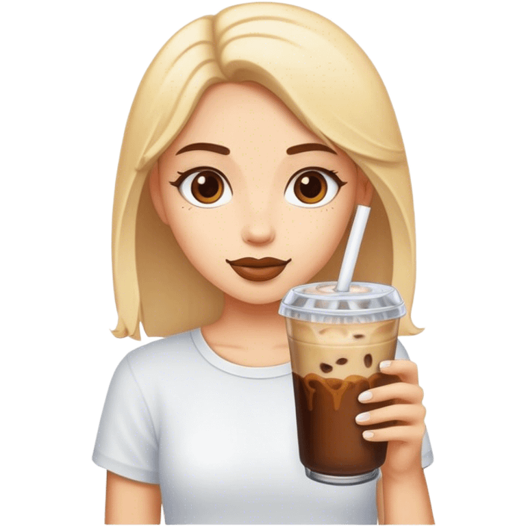 Girl with a iced coffee  emoji