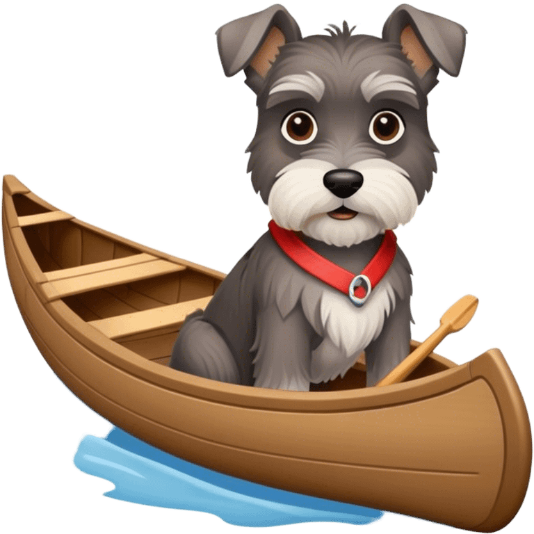 Schnauzer in canoe without paddles  emoji