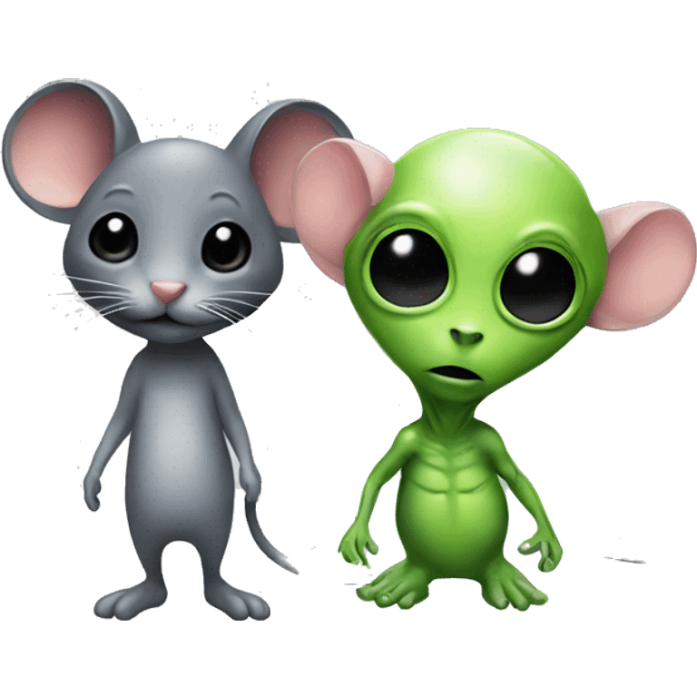 Mouse and alien emoji