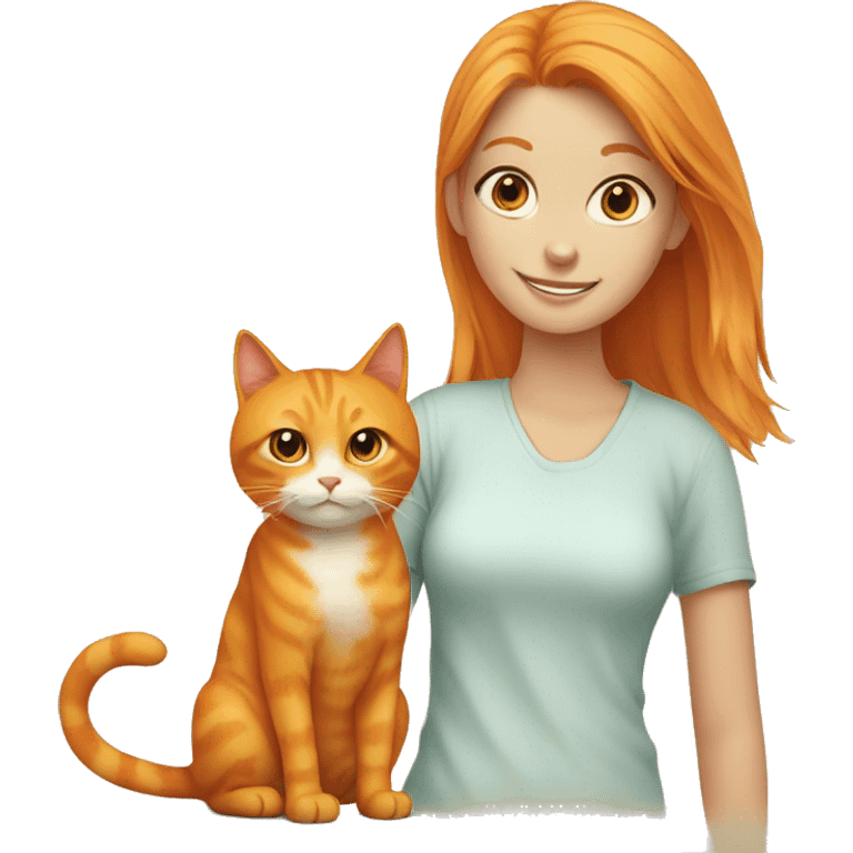 orange cat with girl  emoji