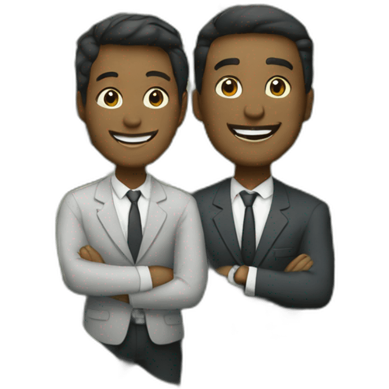 Two founders celebrating on a pile of money emoji