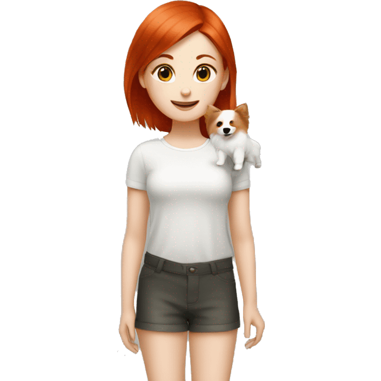 red hair girl with Japanese spitz dog emoji