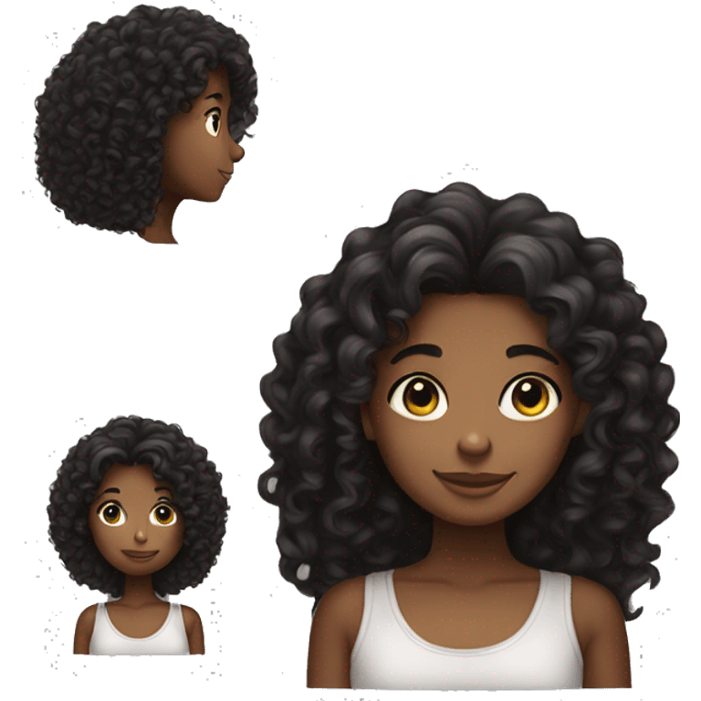 Curly hair girl, black emoji