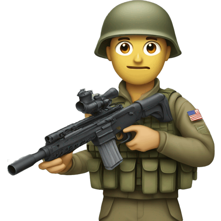 Solider holding a sniper laying emoji