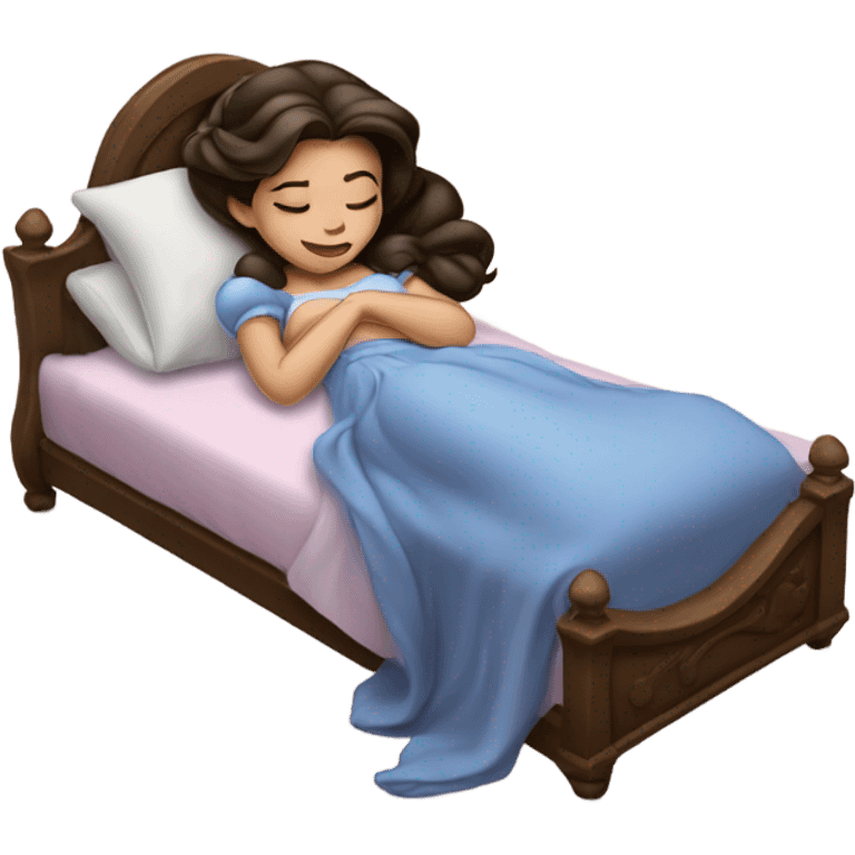 Sleeping brunette beauty princess Disney, bed emoji