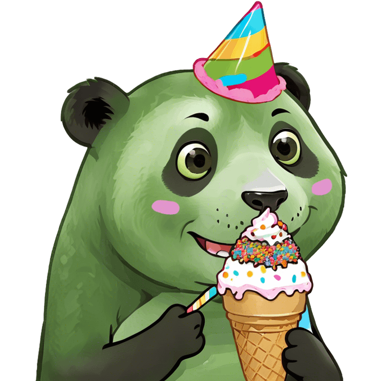 Panda eating ice creamjhgg emoji