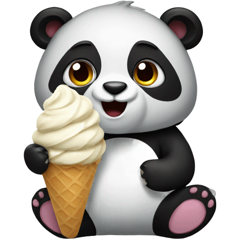 Panda eating ice cream emoji