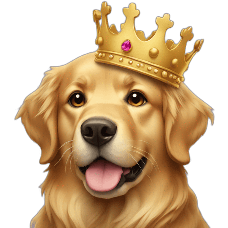 Golden retriever emoji with a crown emoji