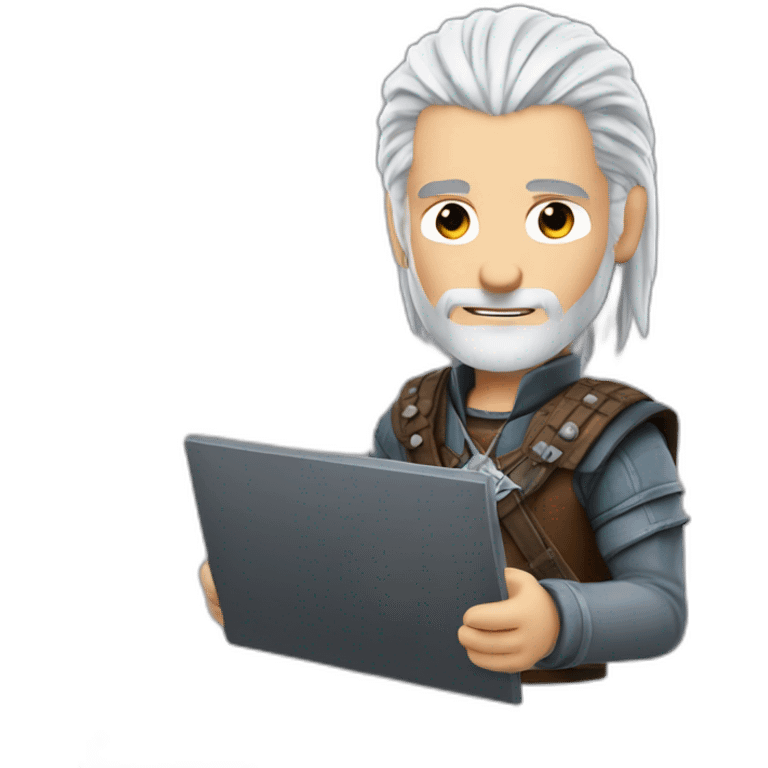 geralt of rivia holding a pc keyboard emoji