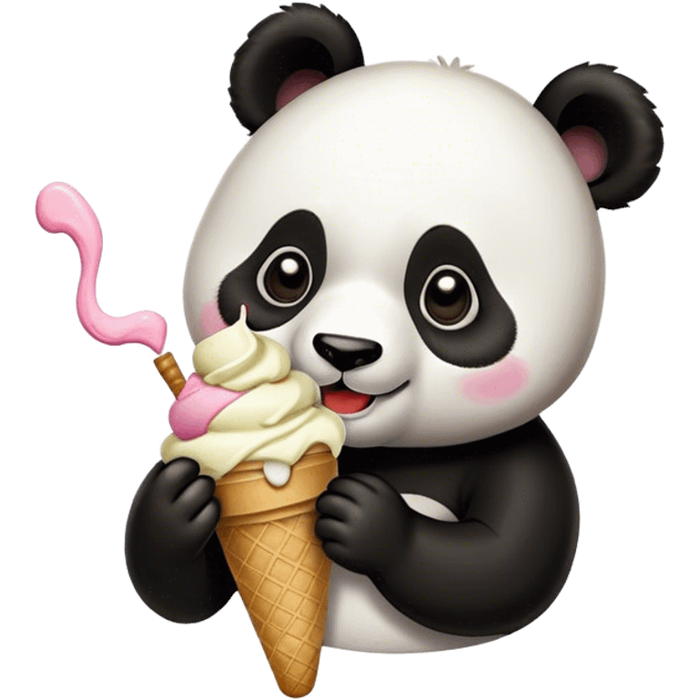 Panda eating ice cream emoji