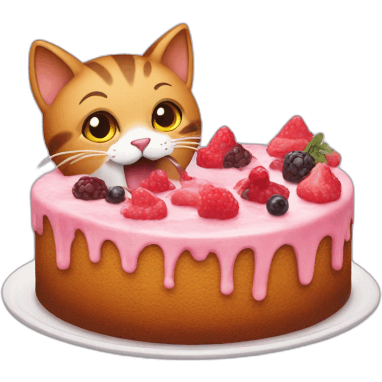 Cat eating cake emoji