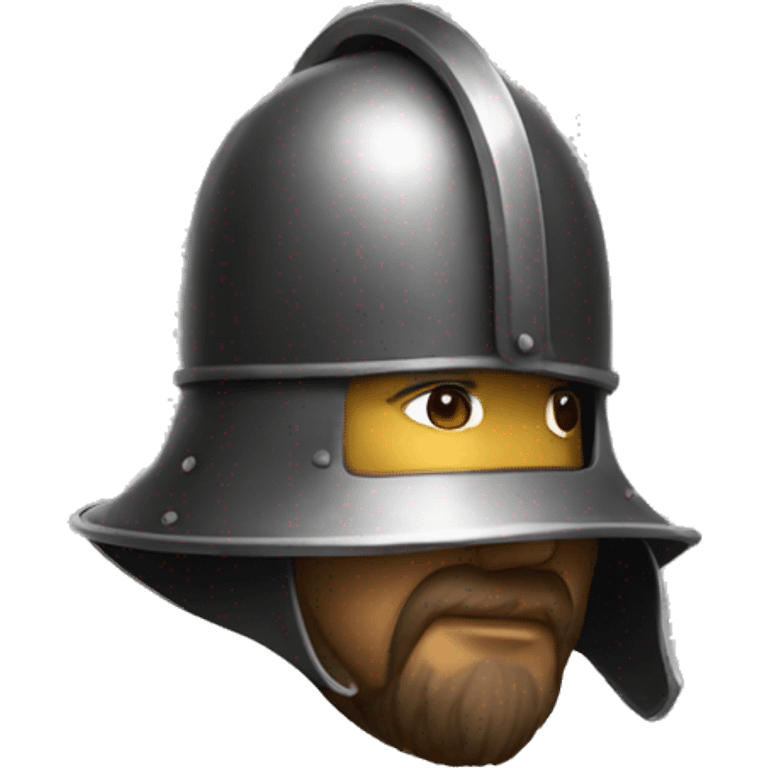 Sitting Guy wearing a morion kettle helmet crestfallen emoji