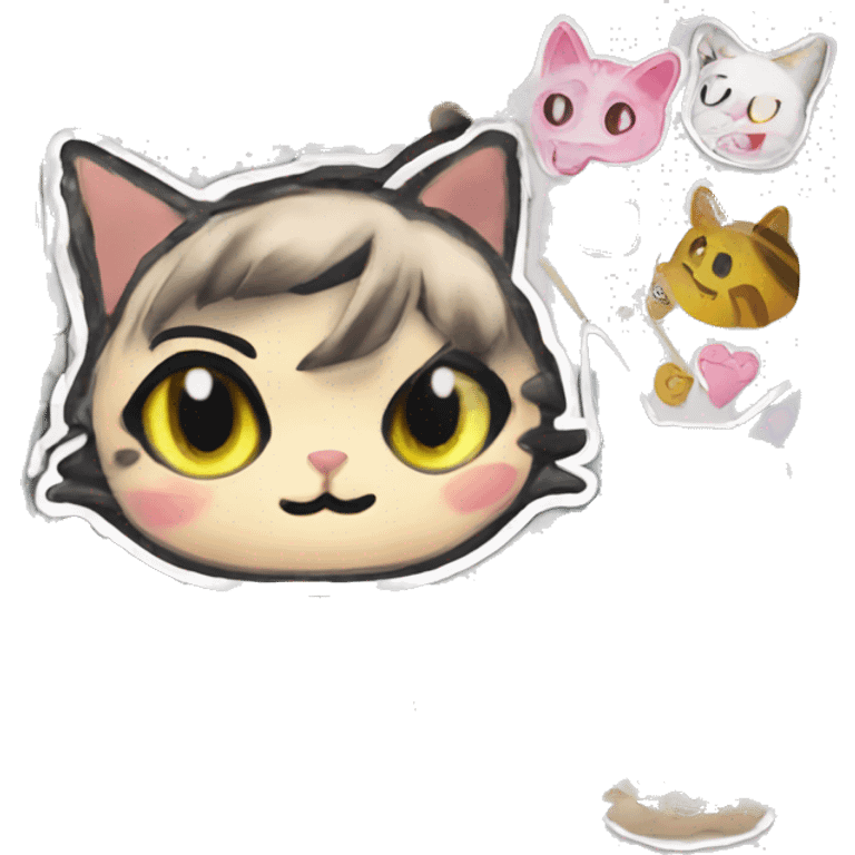 Make stickers with a cat mask, she sold Meine Kun, turtle color, it 3 years emoji