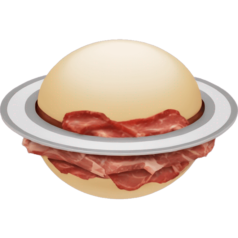 Saturn with rings made of meat emoji