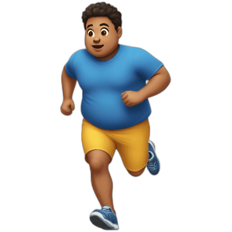 Chubby and fatty small boy running  emoji