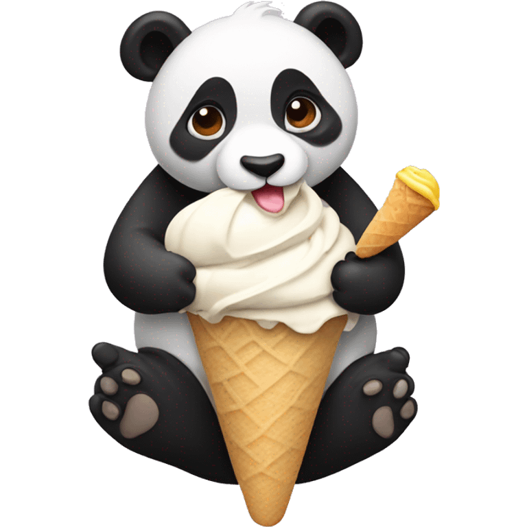 Panda eating ice cream emoji