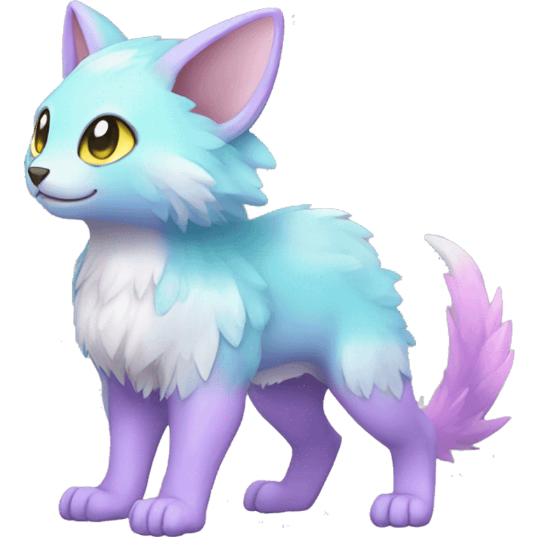 Cute cool pastel shiny colorful animal hybrid Fakemon full body emoji