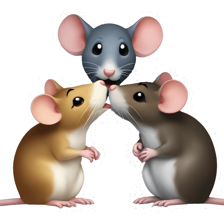 Three differently colored rats whispering emoji