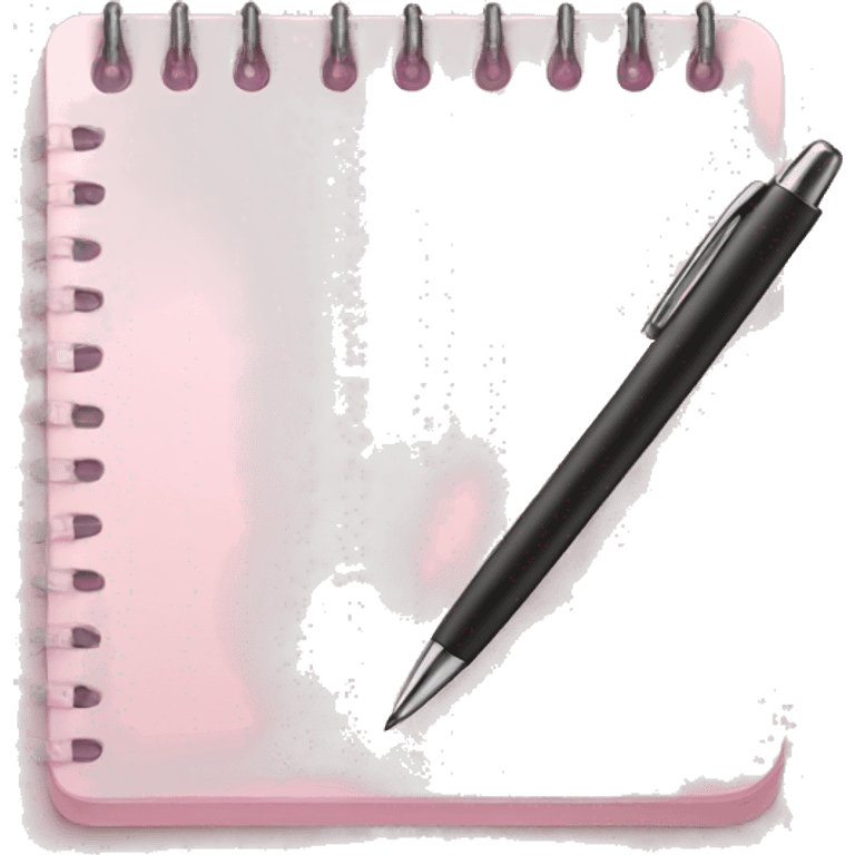 Pale pink notepad with pen emoji