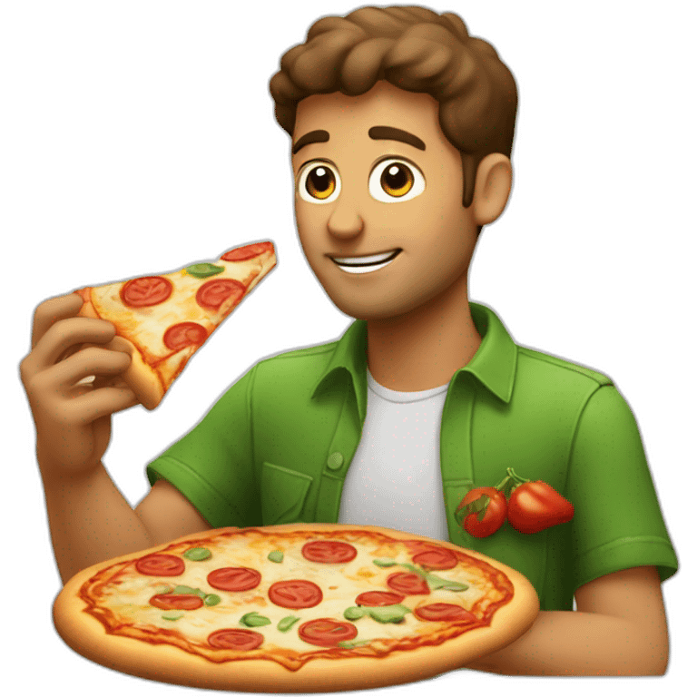 An Italian guy eating a hawaian pizza emoji