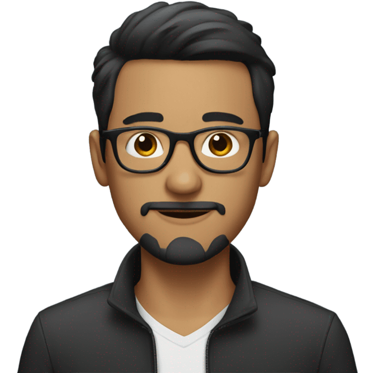 Guy with short black hair and glasses and circle beard emoji