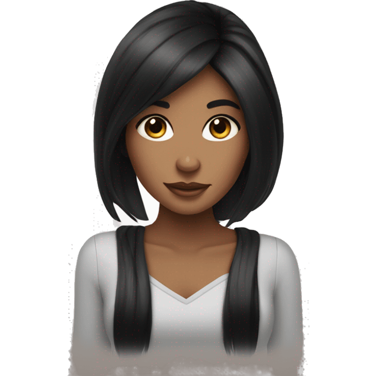 beauty girl with long black hair in instagram  emoji