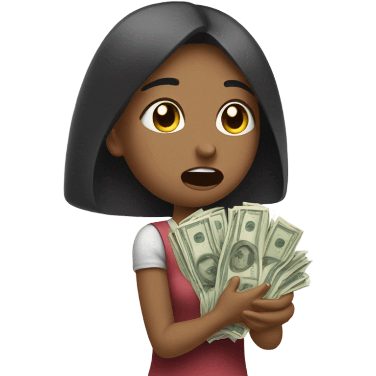 Girl crying and Wiping tears with money emoji