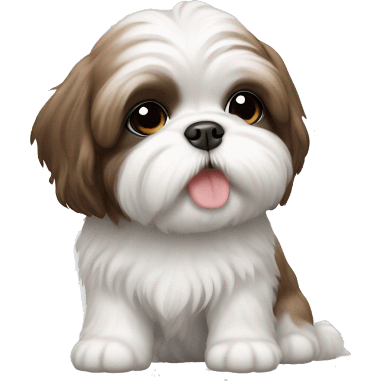 white and brown Shih tzu puppy emoji