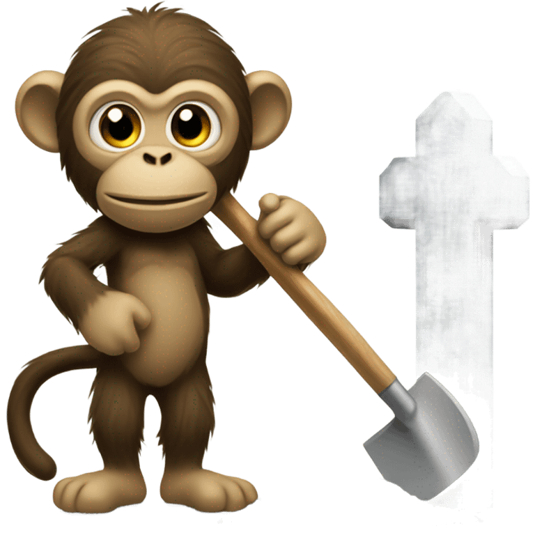 Boots the monkey with a shovel next to a grave emoji