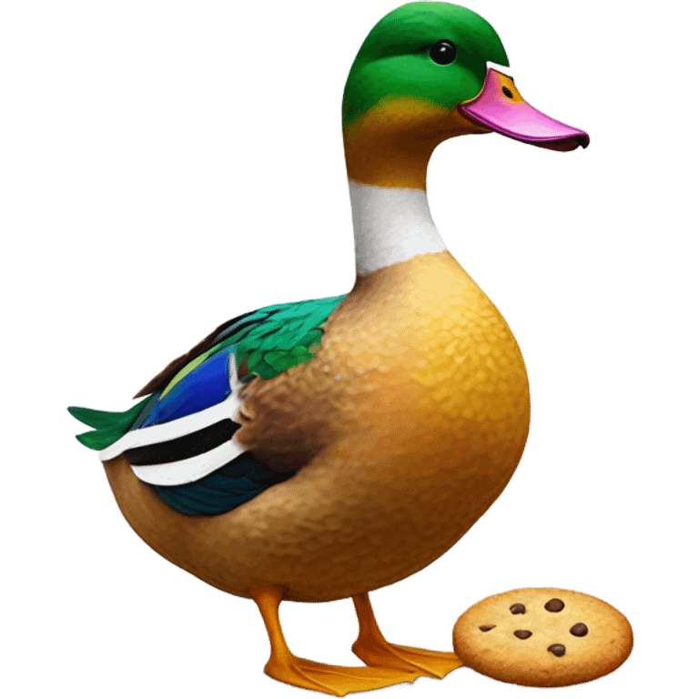 Duck eating cookie emoji