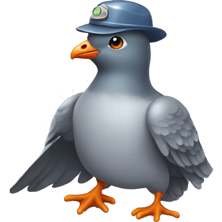 pigeon either miners hat and pick emoji